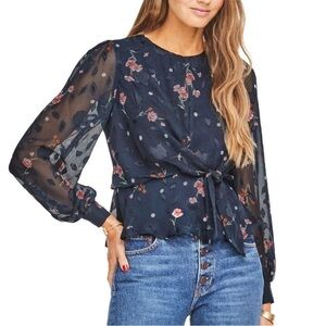 ASTR the Label Navy Paisley Floral Blouse